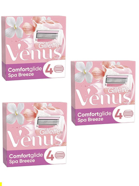 Gillette Venus ComfortGlide Spa Breeze Razor Blades - 12 Piece Bundle (3 Packs of 4)