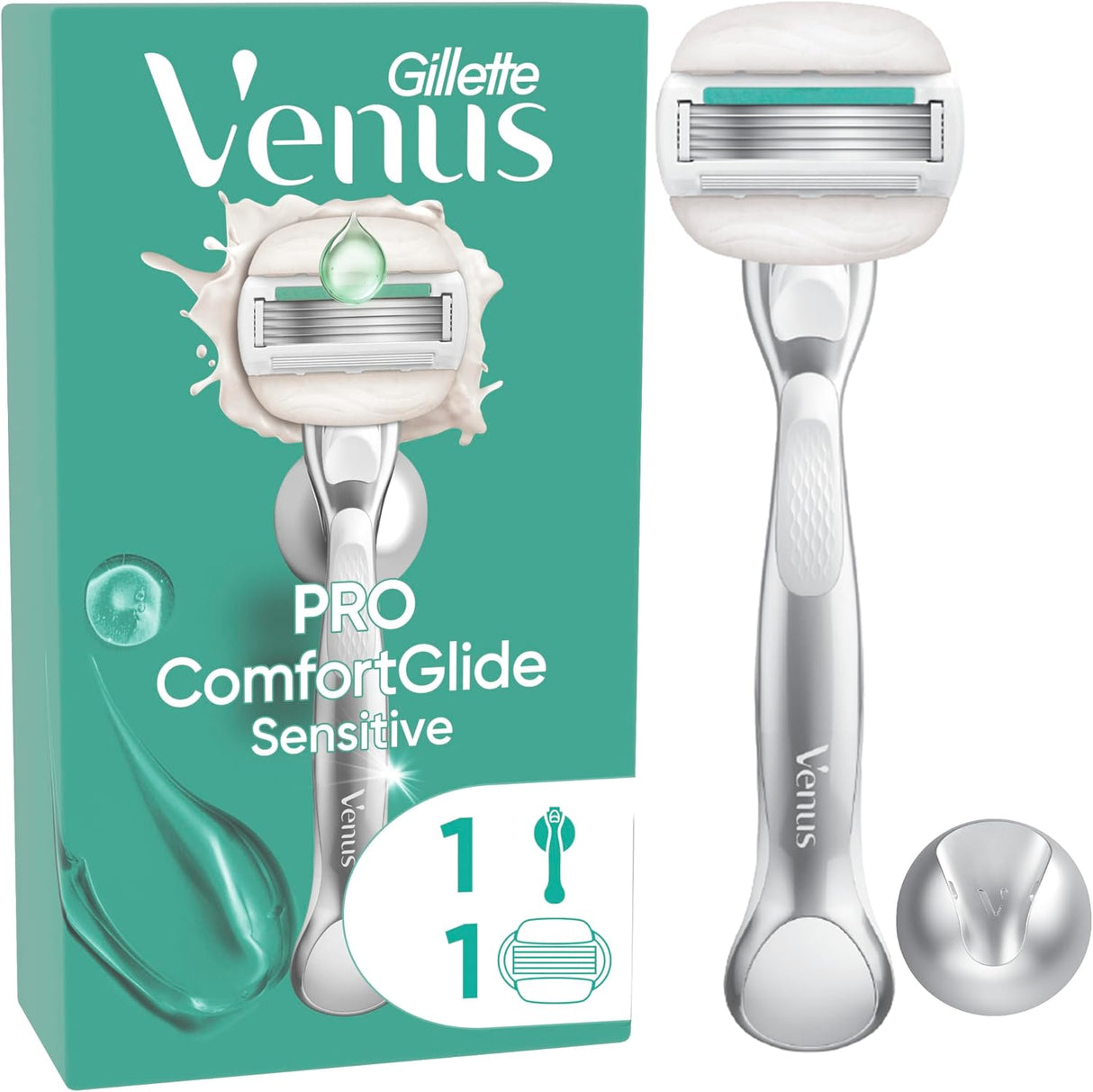Gillette Venus ComfortGlide Sensitive Razor, 1 Razor Handle + 1 Blade Refill