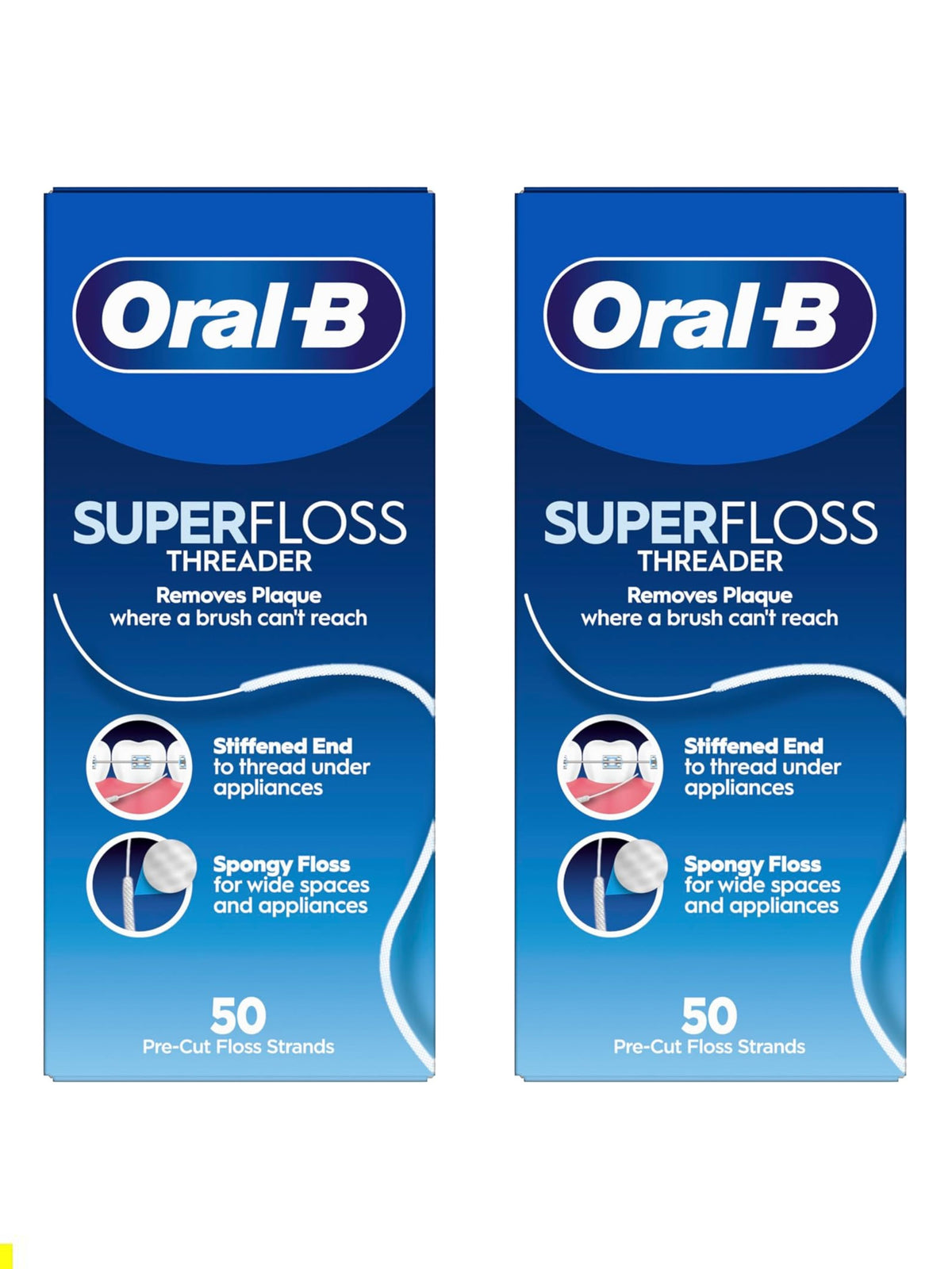 Oral-B Superfloss Threader - 50 Pre-Cut Strands - 2 Pack Bundle