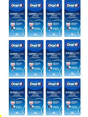 Oral-B Superfloss Threader - 50 Pre-Cut Strands - 12 Pack Bundle