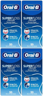 Oral-B Superfloss Threader - 50 Pre-Cut Strands - 4 Pack Bundle