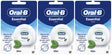 Oral-B Essential Floss Waxed, 50m - Mint - 3 Pack Bundle