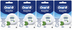 Oral-B Essential Floss Waxed, 50m - Mint - 4 Pack Bundle