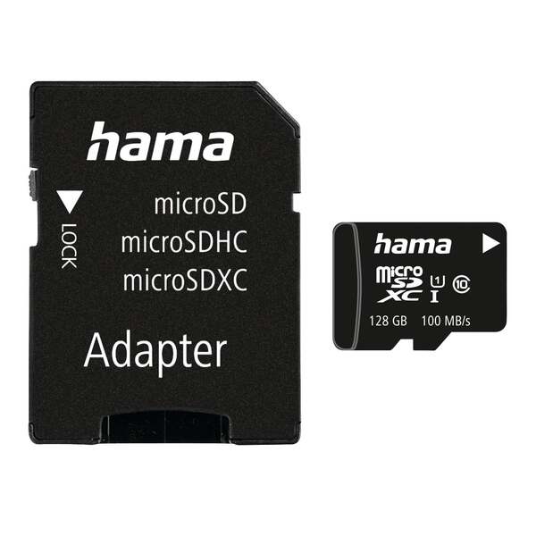 Hama 128GB microSDXC Memory Card, Class 10, UHS-I, 100MB/s - 124158