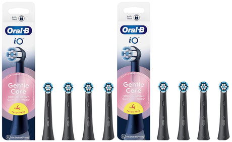 Oral-B iO Gentle Care Toothbrush Heads, Black - 8 Pack (2 Packs of 4)