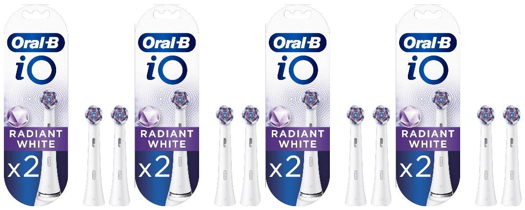 Oral-B iO Radiant White Electric Toothbrush Heads - 8 Piece Bundle (4 packs of 2)