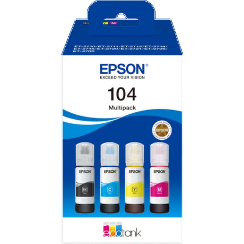 Epson EcoTank 104 ink bottles