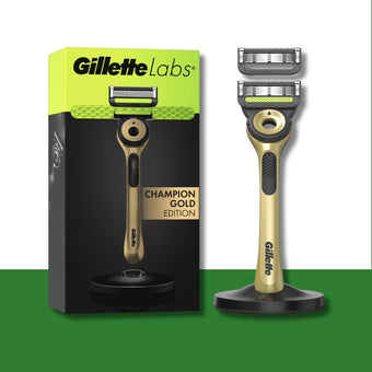Gillette Labs Men's Razor, Champion Gold with Reusable Handle and 2 Refill Cartridges